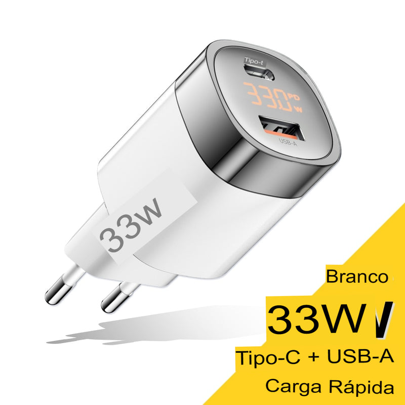 Carregador Turbo com Display 33W