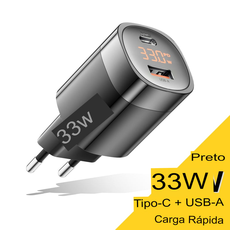 Carregador Turbo com Display 33W