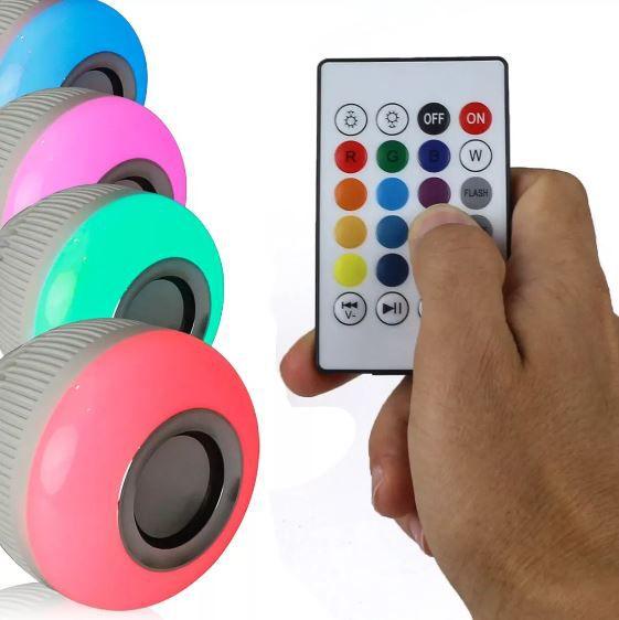 Lampada Sonora Bluetooth RGB 127/220V Controle Remoto - Lojas Baumani