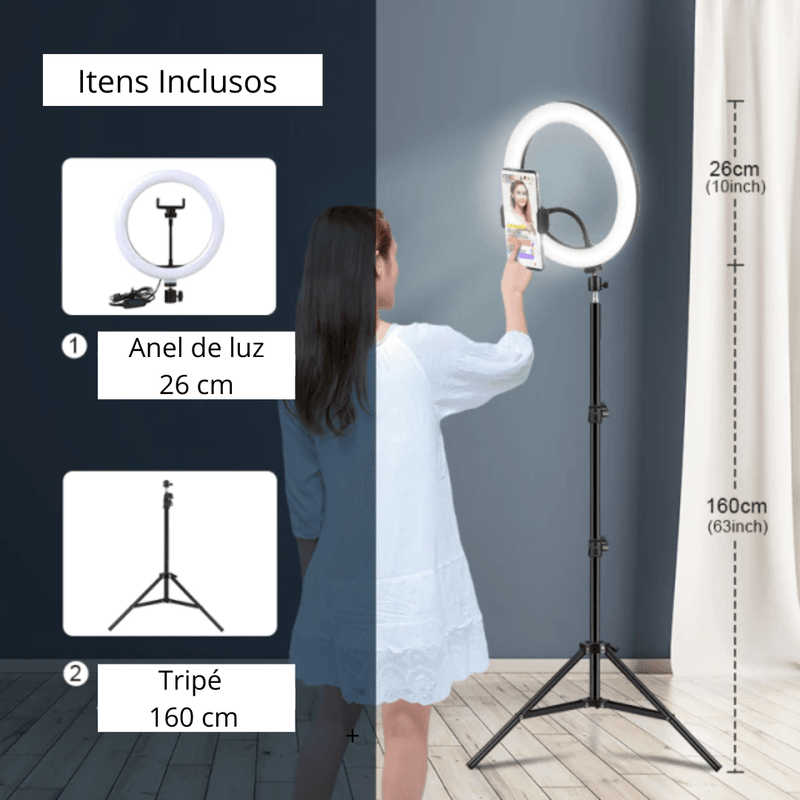 Anel de Luz LED 16 cm + Tripé - Lojas Baumani