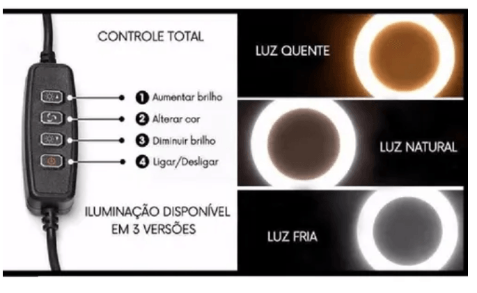 Anel de Luz LED 16 cm + Tripé - Lojas Baumani