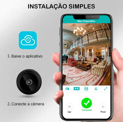 Mini Câmera Magnética Wifi HD 1080P + Cartão 16Gb - Lojas Baumani