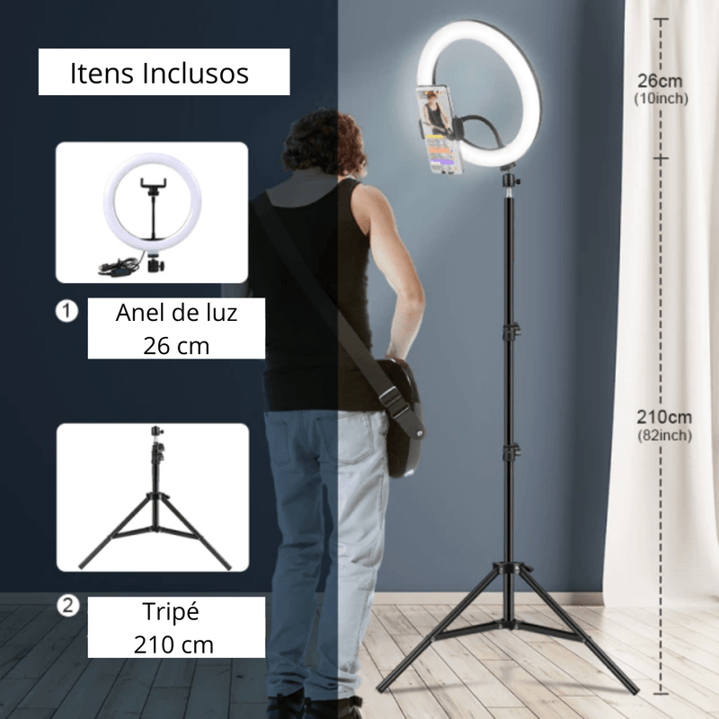 Anel de Luz LED 16 cm + Tripé - Lojas Baumani