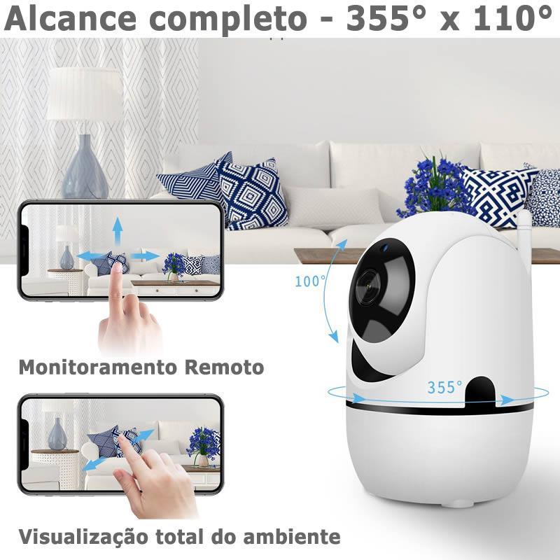 Câmera de Monitoramento 360º Wifi Vigilância Pets, Bebes, Casa - Lojas Baumani