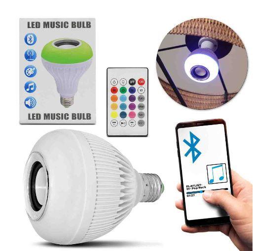 Lampada Sonora Bluetooth RGB 127/220V Controle Remoto - Lojas Baumani