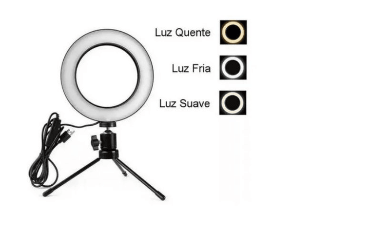 Anel de Luz LED 16 cm + Tripé - Lojas Baumani