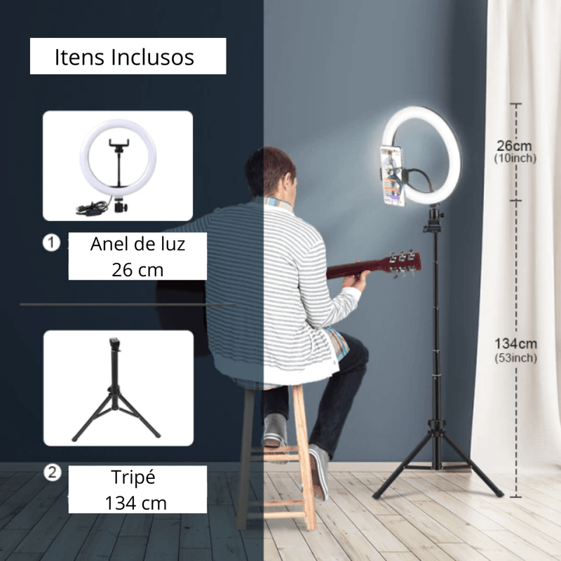 Anel de Luz LED 16 cm + Tripé - Lojas Baumani