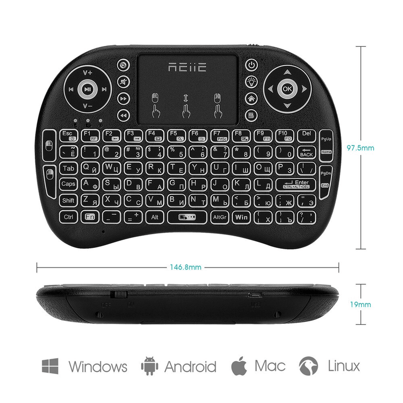 Teclado Mini sem Fio com Touchpad Muda de Cor - Lojas Baumani