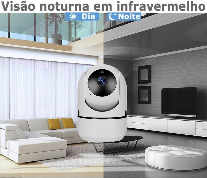 Câmera de Monitoramento 360º Wifi Vigilância Pets, Bebes, Casa - Lojas Baumani