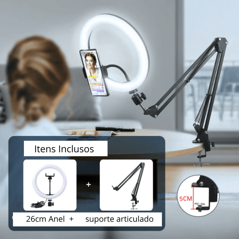 Anel de Luz LED 16 cm + Tripé - Lojas Baumani