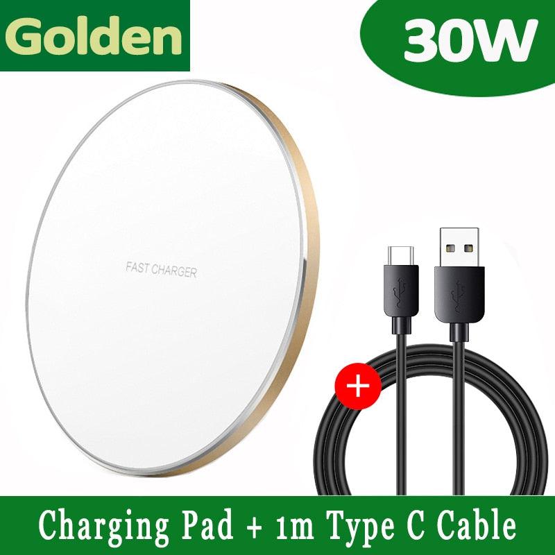 Carregador Sem Fio Indução Qi 30w 8x Rápido iPhone Samsung - Lojas Baumani