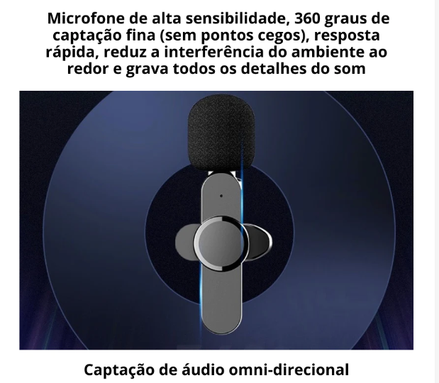 Microfone sem Fio Profissional de Lapela Leve 2 Pague 1