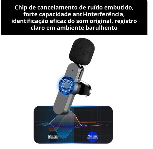 Microfone sem Fio Profissional de Lapela Leve 2 Pague 1