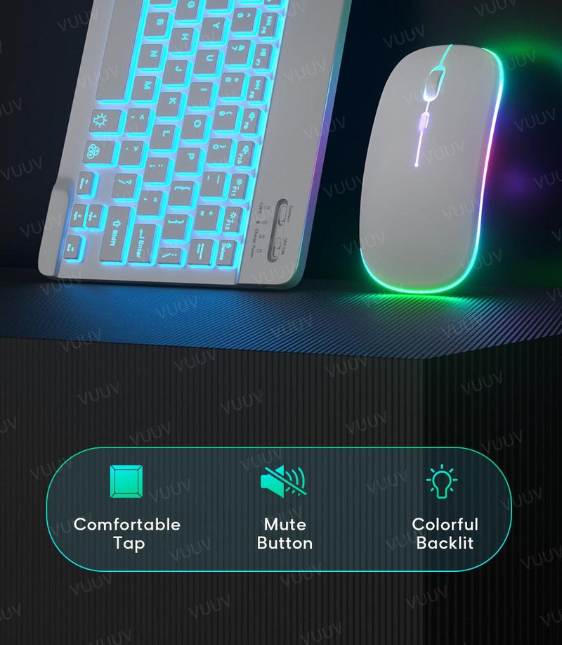 Teclado e Mouse sem Fio Bluetooth Iluminado - Lojas Baumani