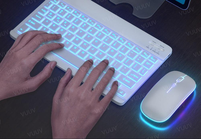 Teclado e Mouse sem Fio Bluetooth Iluminado - Lojas Baumani