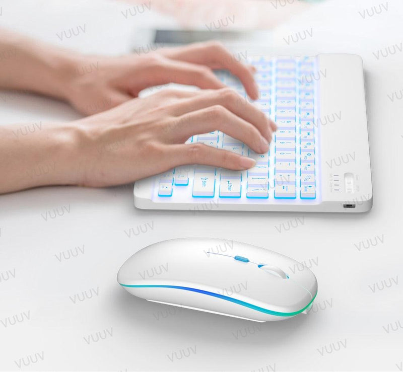 Teclado e Mouse sem Fio Bluetooth Iluminado - Lojas Baumani